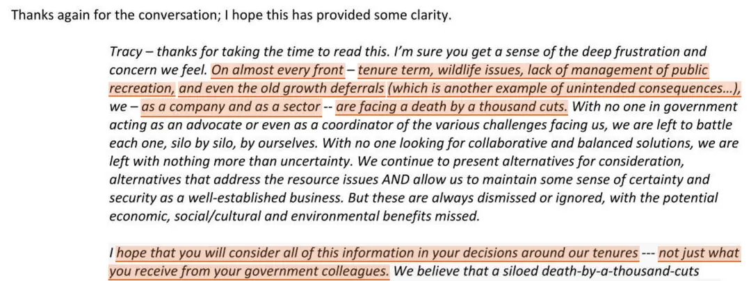 Excerpt from FOR-2023-31283 · Dave Butler, CMH, to Tracy Ronmark, Director of Authorizations · Nov 2022